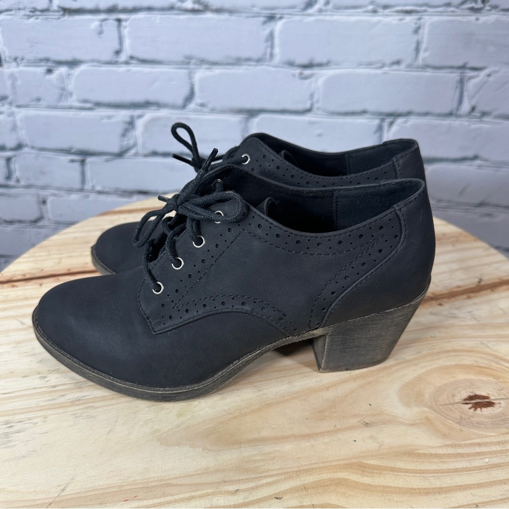 Rocket Dog Selina Chunky Heel Oxford Shoes Black Booties Lace Up Women’s Size 9 - Picture 2 of 12